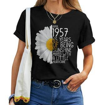 Bday Mom Wife Born In April 1957 65 Years Of Being Sunshine Women T-shirt Casual Daily Crewneck Short Sleeve Graphic Basic Unisex Tee