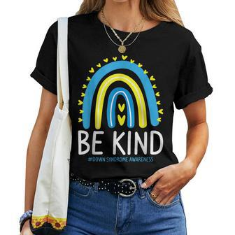 Be Kind  Rainbow World Down Syndrome Awareness Day Women T-shirt Casual Daily Crewneck Short Sleeve Graphic Basic Unisex Tee