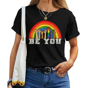 Be You Gay Pride Lgbt Ally Rainbow Vintage Pride Lgbtq  Women T-shirt Casual Daily Crewneck Short Sleeve Graphic Basic Unisex Tee