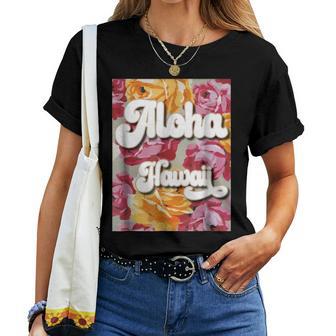 Beautiful Flower Print Aloha Hawaii Women T-shirt | Mazezy