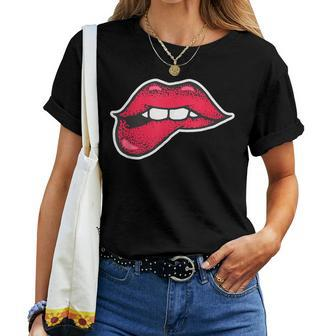 Beauty Full Lips Girlie Kiss Mouth Red Lipstick Lip Women T-shirt | Mazezy