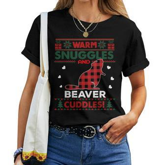 Beaver Lover Xmas Cute Pet Ugly Christmas Sweater Women T-shirt - Seseable