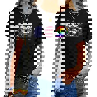 Beer American Flag Drinking Gay Pride Lesbian Lgbt Rainbow Women T-shirt | Mazezy