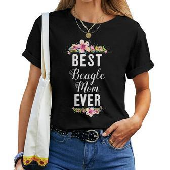 Best Beagle Mom Ever Floral Design Gift Women T-shirt Casual Daily Crewneck Short Sleeve Graphic Basic Unisex Tee