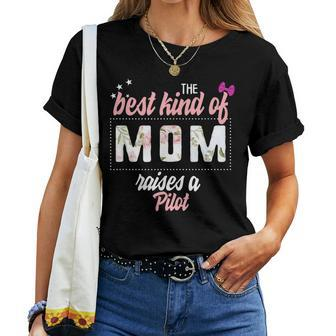 Best Kind Of Mom Raises Pilot Airplane Floral Women T-shirt | Mazezy