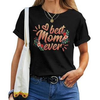 Best Mom Ever Floral  Ladies Flower Gifts Mothers Day Gift For Womens Women T-shirt Casual Daily Crewneck Short Sleeve Graphic Basic Unisex Tee