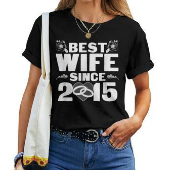 Best Wife Since 2015 T  Floral 3Rd Wedding Anniversary Women T-shirt Casual Daily Crewneck Short Sleeve Graphic Basic Unisex Tee