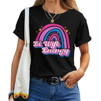 Bi Wife Energy Bisexual Pride Bisexual Flag Lgbtq Support Women T-shirt | Mazezy CA
