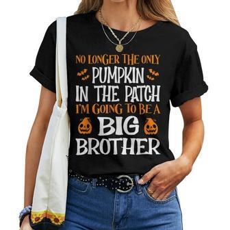 Big Brother Fall Pregnancy Announcement Halloween Boys Halloween Women T-shirt | Mazezy