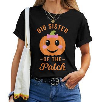 Big Sister Of The Patch Pumpkin Girl Halloween T Gift For Women Women Crewneck Short T-shirt - Thegiftio UK