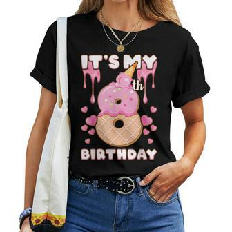 Birthday Girl 8 Years Ice Cream It's My 8Th Birthday Women T-shirt - Seseable