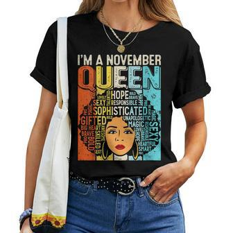 Birthday Junenth Queen Black History November Girls Retro Women T-shirt | Mazezy