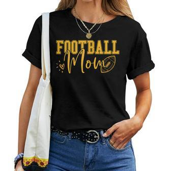 Black Gold Football Mom Football Mother Football Women T-shirt - Monsterry