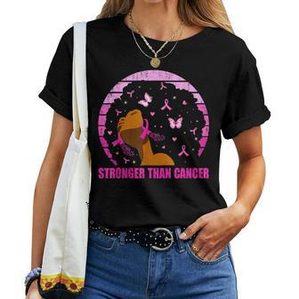Black Melanin Queen Stronger Than Breast Cancer Fight Women T-shirt