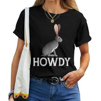 Black-Tailed Jackrabbit Howdy Cowboy Western Country Cowgirl Women T-shirt | Mazezy AU