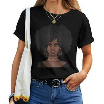 Womens Black Woman Natural Afro Hair Graphic For Women Women T-shirt | Mazezy