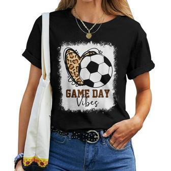 Bleached Soccer Game Day Vibes Soccer Mom Game Day Season Women T-shirt - Seseable