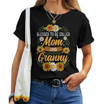 Blessed To Be Called Mom And Granny Cute Sunflower Women T-shirt | Mazezy