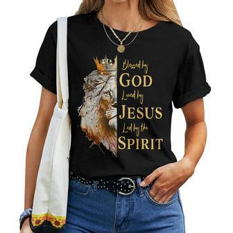 Blessed By God Loved By Jesus Lion Women T-shirt - Seseable