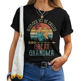 Blessed Great Grandma Floral Grandma Women T-shirt | Mazezy UK