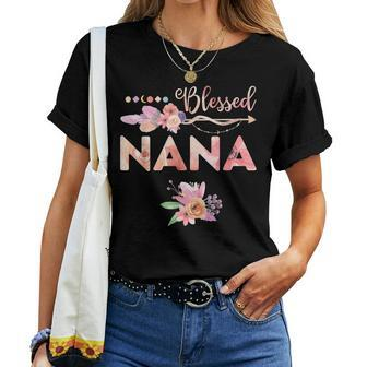Blessed Nana Floral Grandma Women T-shirt | Mazezy