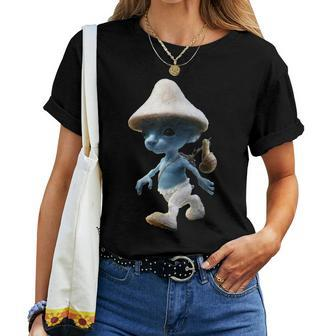 Blue Mushroom Cat Meme We Live We Love We Lie Women T-shirt - Seseable