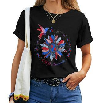 Blue Red Ribbon Leopard Sunflower Chd Awareness Women T-shirt | Mazezy