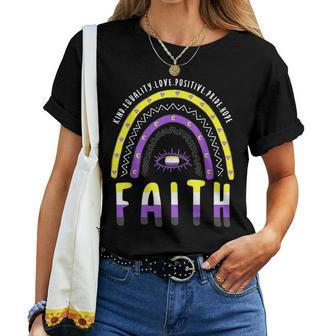 Boho Rainbow Faith Nonbinary Faith Women T-shirt | Mazezy