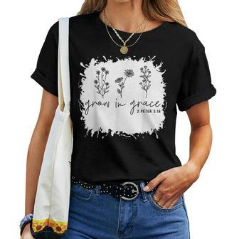 Boho Style Grow In Grace Succulent Plant Faith Christian Faith Women T-shirt Crewneck | Mazezy