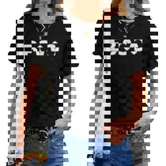 Boo Halloween Subtle Spooky Fall Minimal Trick Treat Halloween Women T-shirt | Mazezy