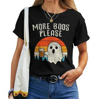 More Boos Please Ghost Beer Retro Halloween Drinking Women T-shirt - Seseable