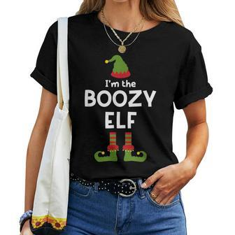 Boozy Elf Adult Alcohol Christmas Party Women T-shirt | Mazezy
