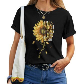 Born In April 2001 Sunflower 20Th Birthday 20 Years Old Bday Women T-shirt | Mazezy