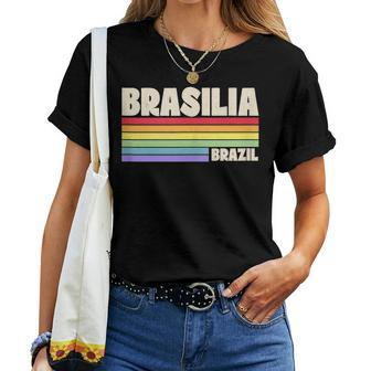 Brasilia Brazil Rainbow Gay Pride Merch Retro 70S 80S Queer Women T-shirt | Mazezy DE