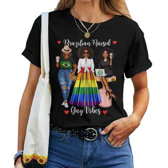 Brazilian Raised Gay Pride Proud Rainbow Flag Lesbian Women T-shirt | Mazezy