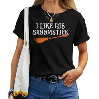 I Like His Broomstick Halloween Couple Custome Women T-shirt