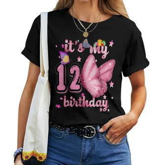 Butterfly Birthday Girl Princess 12Th Birthday Butterfly Women T-shirt | Mazezy