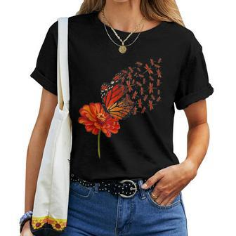 Butterfly Dragonfly Gerbera Daisy Flower Dandelion Spring Women T-shirt | Mazezy DE