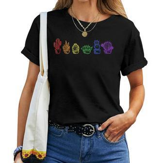 Cactus Succulent Pride Rainbow Plant Lover Subtle Lgbt Gay Women T-shirt Casual Daily Basic Unisex Tee | Mazezy
