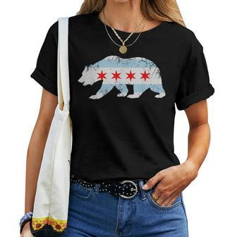 California Bear Chicago Flag Transplant Family Home Women T-shirt | Mazezy