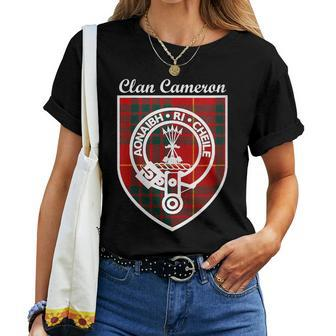 Cameron Surname Last Name Scottish Clan Tartan Badge Crest Women T-shirt | Mazezy
