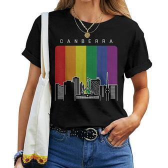 Canberra Australia Gay Pride Rainbow Flag Women T-shirt | Mazezy