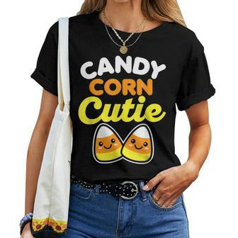 Candy Corn Cutie Halloween Costume Cute Fall Kawaii Graphic Halloween Costume Women T-shirt | Mazezy