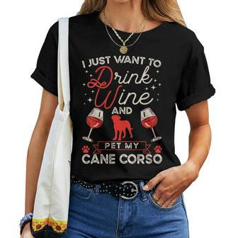 Cane Corso And Wine Italian Moloss Cane Corso Women T-shirt | Mazezy
