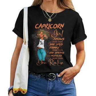 Capricorn Girl Knows More Than She Says For Black Women Women T-shirt - Thegiftio UK