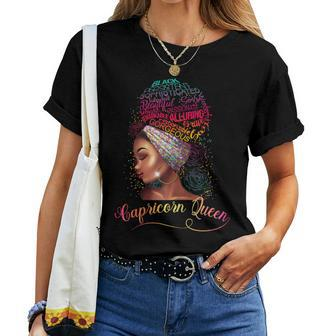 Capricorn Queen Afro January December Melanin Birthday Women T-shirt | Mazezy CA