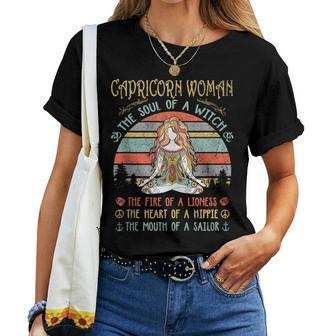 Capricorn Woman The Soul Of A Witch Vintage Birthday Women T-shirt | Mazezy DE