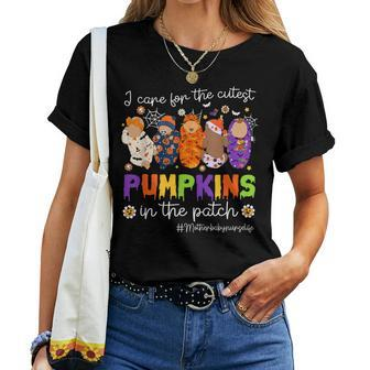 I Care For The Cutest Pumpkins Mother Baby Nurse Halloween Women T-shirt - Monsterry DE