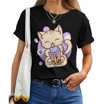 Cat Boba Anime Bubble Tea Neko Girls Kawaii Girls N Women T-shirt | Mazezy