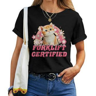 Cat Forklift Certified Funny For Men Women Women T-shirt Short Sleeve Graphic - Monsterry CA